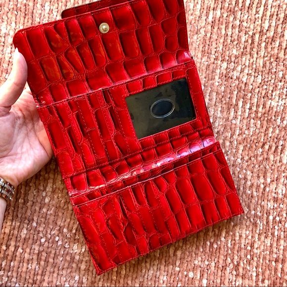 Red Faux Reptile Leather Wallet - Picture 5 of 7